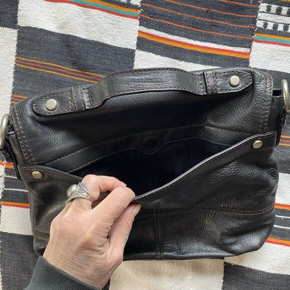 Y2K Fossil Black Leather Maddox Top Handle Crossbody Satchel Purse Handbag. - Picture 16 of 16